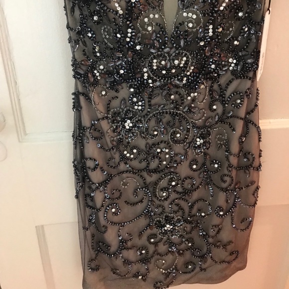 WORN ONCE ** BEJEWELED COCKTAIL MINI DRESS - Picture 4 of 6
